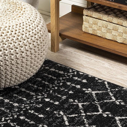 JONATHAN Y Boho Vintage Diamond Black/Ivory Runner Rug 2X8 ft, Moroccan Hype for Living Room, Bedroom, Kitchen, Office, Easy-Cleaning, High Traffic, Pet-Friendly, Non-Shedding (MOH101D-28)
