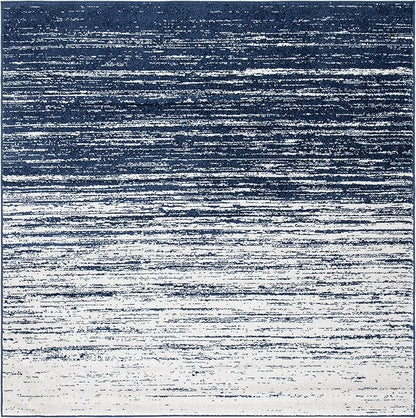 SAFAVIEH Adirondack Collection Area Rug - 6'7" Square, Navy & Ivory, Modern Ombre Design, Non Shedding & Easy to Clean, Ideal for Living Room, Bedroom, Office, Dining Space (ADR113N)