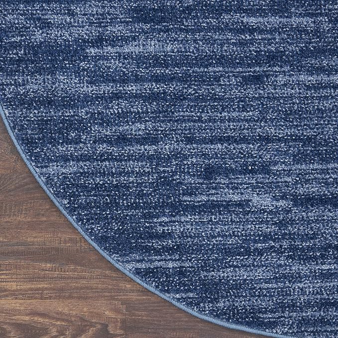 Nourison Home Nourison Essentials Navy Blue 8' x Round Area Rug - Easy Clean, Non Shedding, Bed Room, Living Room, Dining Room, Kitchen (8' x Round)