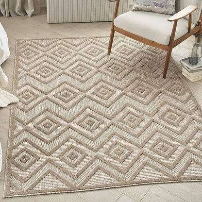 Nourison Home Versatile Natural Beige 4' x 6' Area Rug - Easy Clean, Non Shedding, Bed Room, Living Room, Dining Room, Kitchen (4' x 6')