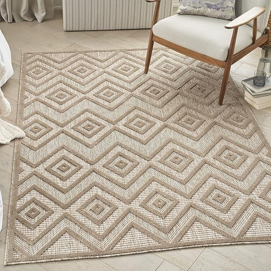 Nourison Home Versatile Natural Beige 4' x 6' Area Rug - Easy Clean, Non Shedding, Bed Room, Living Room, Dining Room, Kitchen (4' x 6')