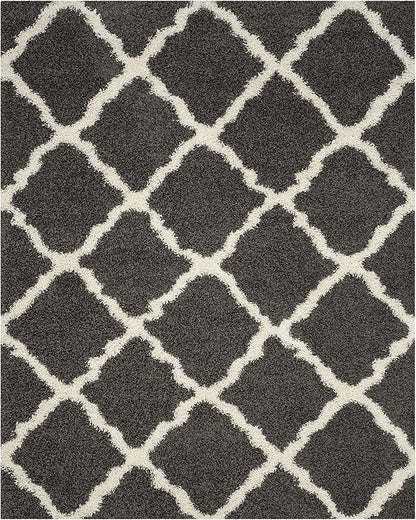 SAFAVIEH Dallas Shag Collection X-Large Area Rug - 11' x 15', Dark Grey & Ivory, Trellis Design, Non-Shedding & Easy Care, 1.5-inch Thick Ideal for High Traffic Areas in Living Room, Bedroom (SGD257A)