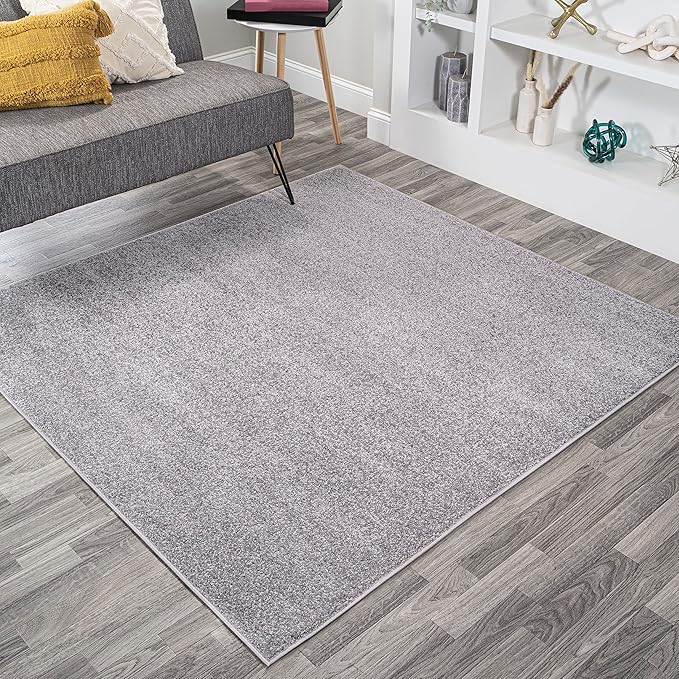 JONATHAN Y Haze Solid Low-Pile Gray 7x7 Square Indoor Area Rug, Coastal,Bohemian,Minimalist,Classic, Easy-Cleaning for Living Room,Bedroom,Kitchen,Pet Friendly,Non-Shedding (SEU100A-7SQ)