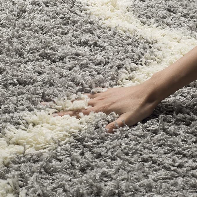 SAFAVIEH Area Rug 8x10 - Dallas Shag Collection - Large - Grey & Ivory, Trellis Pattern, Non-Shedding & Easy Cleaning, Plush Thick Pile, Ideal for Living Room, Bedroom, Dining Space (SGD257G)
