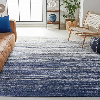 SAFAVIEH Adirondack Collection Area Rug - 6'7" Square, Navy & Ivory, Modern Ombre Design, Non Shedding & Easy to Clean, Ideal for Living Room, Bedroom, Office, Dining Space (ADR113N)