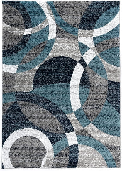 Rugshop Contemporary Abstract Circles Perfect for high Traffic Areas of Your Living Room,Bedroom,Home Office,Kitchen Area Rug 10' x 14' Blue