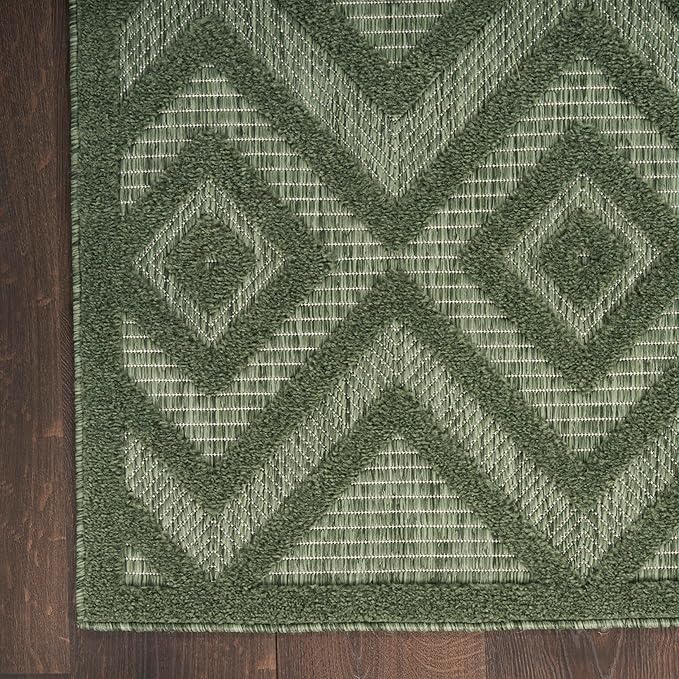 Nourison Home Versatile Green 4' x 6' Area Rug - Easy Clean, Non Shedding, Bed Room, Living Room, Dining Room, Kitchen (4' x 6')