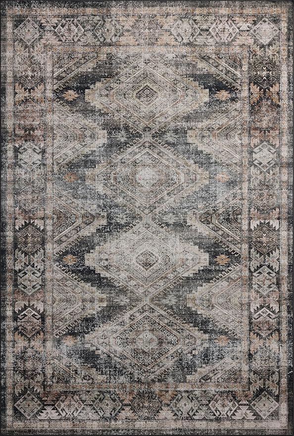 Loloi Amber Lewis Josie Collection JOS-04 Ink/Earth 9'-0" x 12'-0", .13" Pile Height, Low Profile, Machine Washable, Area Rug