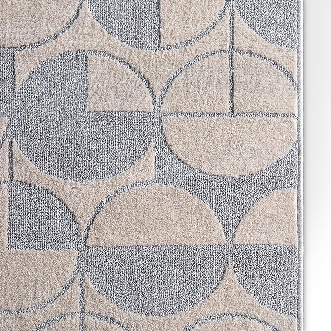 Well Woven Custom Size Hallway & Stair Runner- Harlow Harmony Ivory/Grey 27 Inches Wide x 16 Feet Long Runner (27" x 16') Runner Rug - Modern Geometric Pattern, Ultra-Soft, Easy-Clean