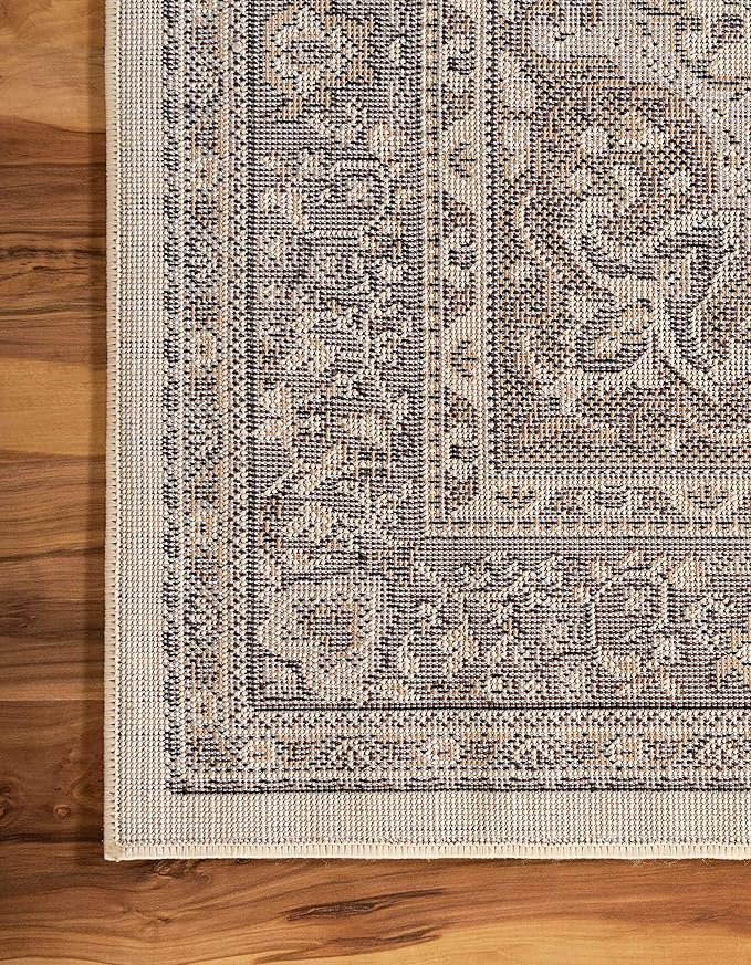 Unique Loom Reza Collection Traditional Persian Style Area Rug, 8 x 10 ft, Ivory/Brown