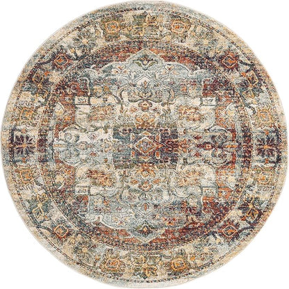 Unique Loom Isabella Collection Area Rug - Adjani (6' 1" Round, Ivory/ Beige)