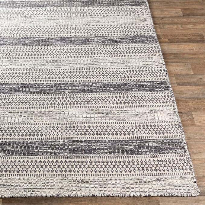 Mark&Day Wool Rugs, 2x8 Marvelle Global Medium Gray Runner Area Rug, Black Ivory Carpet for Hallway, Kitchen, Bedroom or Living Room (2'6" x 8' Runner)