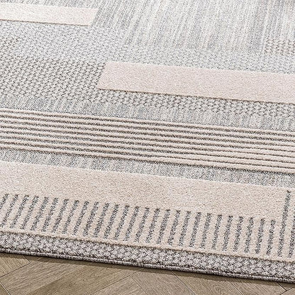 Well Woven Harlow Collection Briar Beige - Modern Tribal Minimalist Geometric 8x10 Area Rug - Ideal for Living Room, Dining Room & Bedroom - Durable, Stain Resistant & Easy to Clean