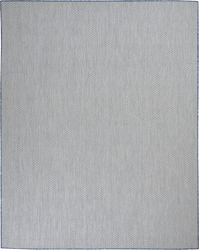 Nourison Home Courtyard Ivory Blue 10' x 14' Area Rug - Easy Clean, Non Shedding, Bed Room, Living Room, Dining Room, Kitchen (10' x 14')
