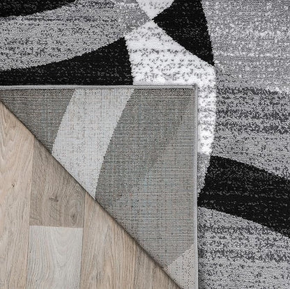 Rugshop Gray Modern Geometric Area Rug, Abstract Circles, High-Traffic, Non-Shedding, for Bedroom, Home Office and Small Living Room, 3'3" x 5'