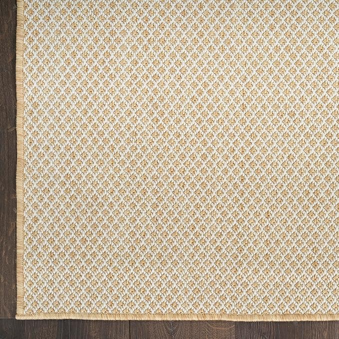 Nourison Home Courtyard Natural 9' x 12' Area Rug - Easy Clean, Non Shedding, Bed Room, Living Room, Dining Room, Kitchen (9' x 12')