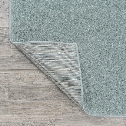 Eyely UES100S-4OV Supersoft Haze Solid Low-Pile Indoor Area Rug Casual;Contemporary;Solid;Traditional, Bedroom, Kitchen, Living Room, Easy-Cleaning, Non-Shedding, 4 X 6 Oval, Light Blue