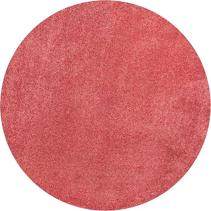 Eyely UES100E-6R Haze Solid Low-Pile Red 6' Round Area Rug, Pet Friendly, Stain Resistant, Easy Cleaning, for Bedroom, Living Room, Kitchen