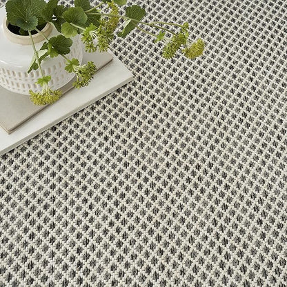 Nourison Home Courtyard Ivory Charcoal 9' x 12' Area Rug - Easy Clean, Non Shedding, Bed Room, Living Room, Dining Room, Kitchen (9' x 12')
