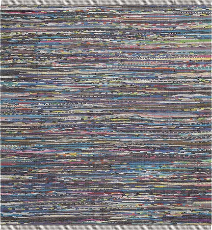 SAFAVIEH Rag Rug, Collection Area Rug - 5' Square, Rust & Multi, Handmade Boho Stripe Cotton, Ideal for High Traffic Areas in Living Room, Bedroom (RAR121E)
