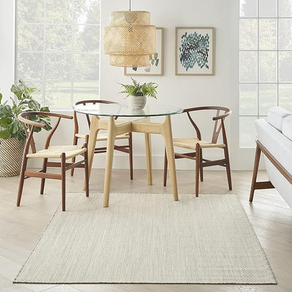 Nourison Home Courtyard Ivory Silver 5' x 7' Area Rug - Easy Clean, Non Shedding, Bed Room, Living Room, Dining Room, Kitchen (5' x 7')