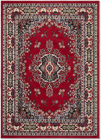 Home Dynamix Premium Sakarya Traditional Medallion Border Area Rug, Claret, 3'7"x5'2" Rectangle