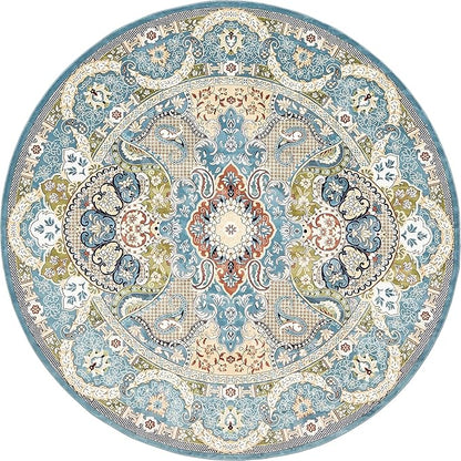 Unique Loom Narenj Collection Classic Traditional Medallion Textured Design Area Rug, 10' 0" x 10' 0", Blue/Tan