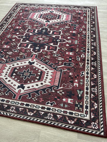 Fame Living Faded Oushak Rug, Turkish Vintage Floral Pastel Large Oversized Area Rugs for Living Room Dining Bedroom Kitchen Bathroom Nursery (848CrNv, 2' x 3')
