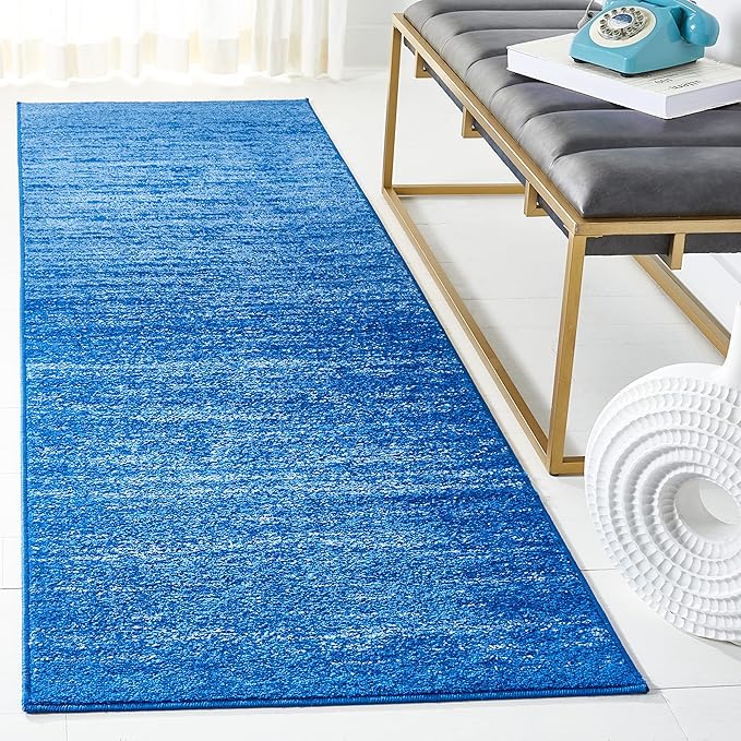 SAFAVIEH Adirondack Collection Runner Rug - 2'6" x 8', Light Blue & Dark Blue, Modern Ombre Design, Non Shedding & Easy to Clean, Ideal for Hallway, Foyer, Kitchen, Entryway, Bedroom (ADR113F)