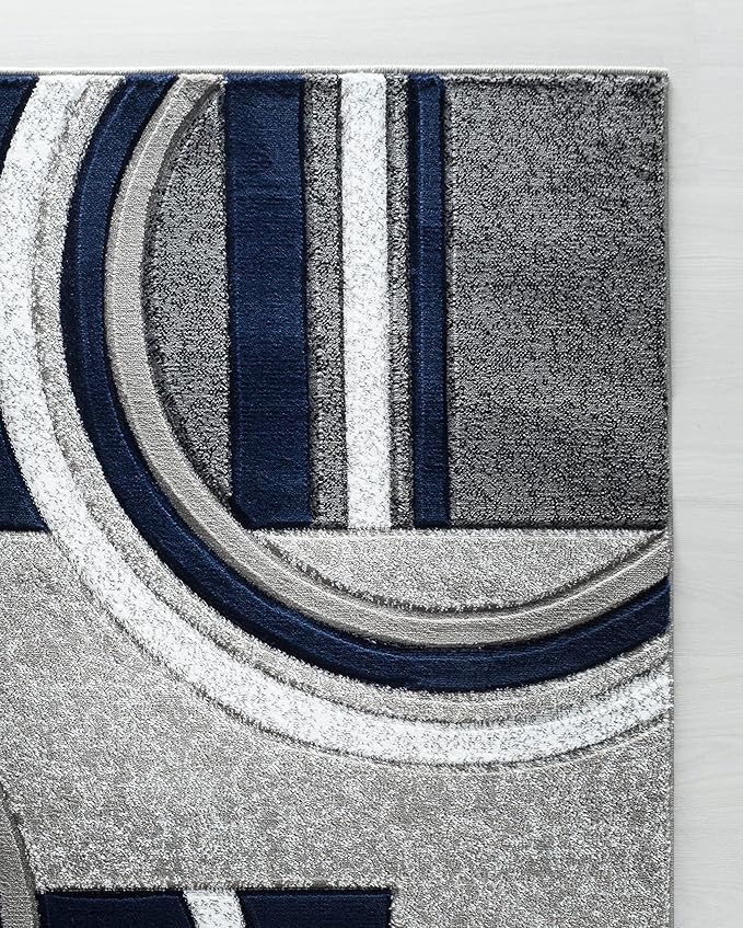 GLORY RUGS Area Rug Modern Soft Hand Carved Contemporary Floor Carpet with Premium Fluffy Texture for Indoor Living Dining Room and Bedroom Area (5x7, Navy)