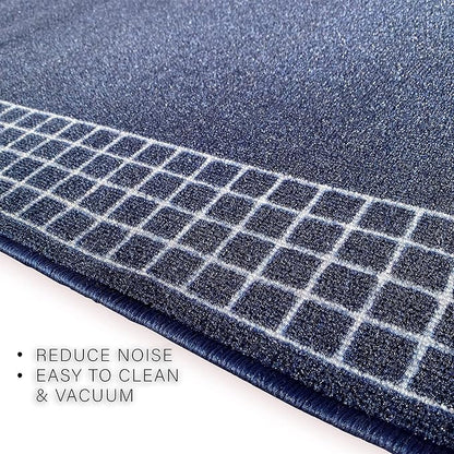 Custom Made Runner Rug for Kitchen Foyer Hallway Entry Choose Your Length 31 Inch Wide Geometric CheckeBlue Design Blue Color (10 feet x 31 Inch)