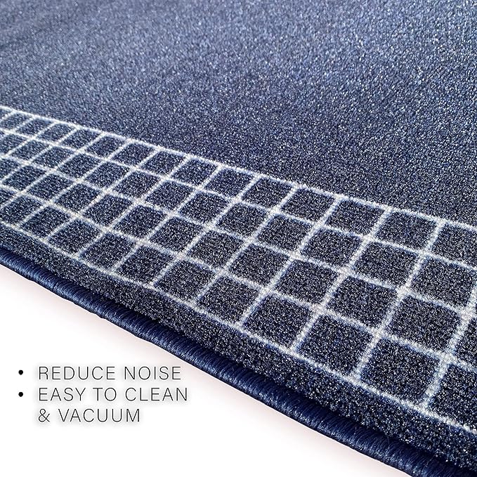 Custom Made Runner Rug for Kitchen Foyer Hallway Entry Choose Your Length 31 Inch Wide Geometric CheckeBlue Design Blue Color (43 feet x 31 Inch)