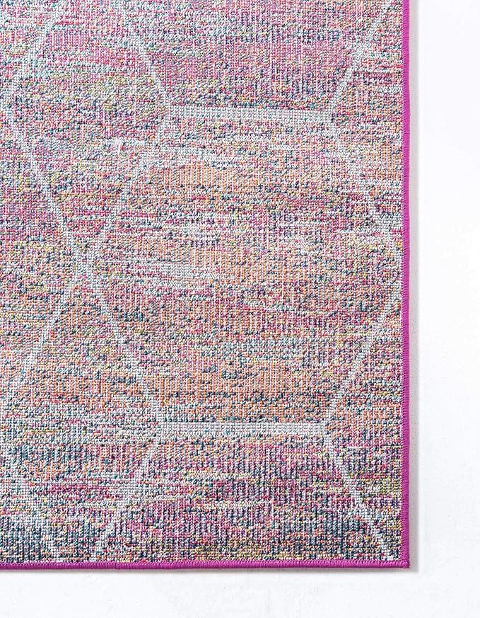 Unique Loom Trellis Frieze Collection Area Rug - Geometric (2' x 10' Runner, Multi/ Ivory)