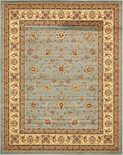Unique Loom Voyage Collection Traditional Oriental Classic Intricate Design Area Rug (8' 0 x 10' 0 Rectangular, Light Blue/Gold)