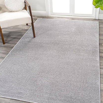 Eyely UES100K-14 Supersoft Haze Solid Low-Pile Indoor Area Rug, Coastal, Bohemian, Minimalist, Classic, Casual for Bedroom,Kitchen,Living Room,Non Shedding,Easy-Washing, Gray, 10 X 14