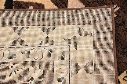 Unique Loom Taftan Collection Border Geometric Tribal Inspired Design Area Rug (8' 0 x 8' 0 Square, Brown/ Tan)
