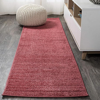 JONATHAN Y Haze Solid Low-Pile Red Runner Rug 2x10, Coastal,Bohemian,Minimalist,Classic, Easy-Cleaning for Living Room,Bedroom,Kitchen,Pet Friendly,Non-Shedding (SEU100E-210)