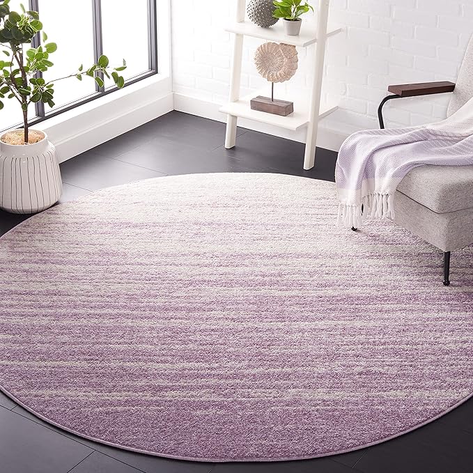 SAFAVIEH Adirondack Collection Area Rug - 10' Round, Cream & Purple, Modern Ombre Design, Non Shedding & Easy to Clean, Ideal for Living Room, Bedroom, Office, Dining Space (ADR113L)