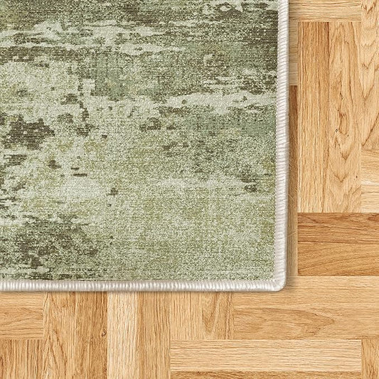 Ambesonne Modern Decorative Rug, Abstract and Grunge Composition of Splash Look Shaped Weathered Forms, Quality Carpet for Bedroom Dorm and Living Room, 2' 2" x 3' 7", Pale Green