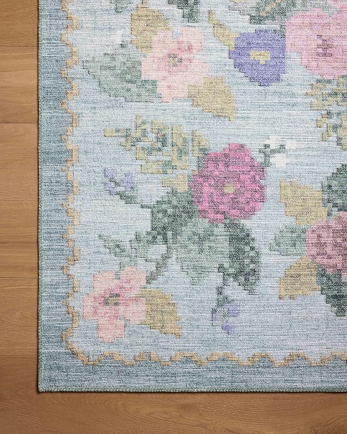 Loloi Rifle Paper Co. Rosa Collection RSA-02 Sky 2'-6" x 7'-6" Runner Rug
