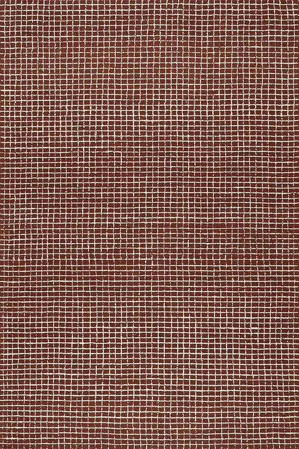 Rugs USA 8'6" x 11'6" Melrose Checked Wool Indoor Area Rug, Contemporary Farmhouse Chestnut/Ivory for Living Room, Bedroom, Office, Entryway, Hallway
