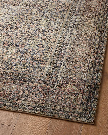 Loloi Amber Lewis Morgan Collection MOG-03 Denim/Multi 3'-6" x 5'-6" 38" Thick Accent Rug feat. CloudPile, Neutral, Room Décor, Vintage Inspired, Livingroom, Bedroom, Dining Area
