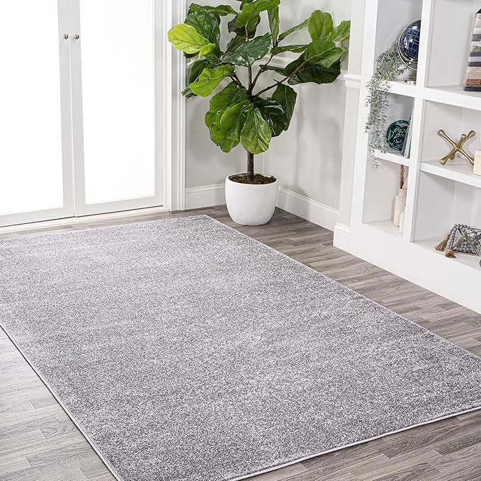 Eyely UES100A-3 Supersoft Haze Solid Low-Pile Indoor Area Rug Casual;Contemporary;Solid;Traditional, Bedroom, Kitchen, Living Room, Easy-Cleaning, Non-Shedding, 3 X 5, Gray