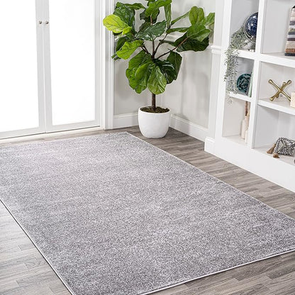 Eyely UES100A-5 Supersoft Haze Solid Low-Pile Indoor Area Rug Casual;Contemporary;Solid;Traditional, Bedroom, Kitchen, Living Room, Easy-Cleaning, Non-Shedding, 5 X 8, Gray