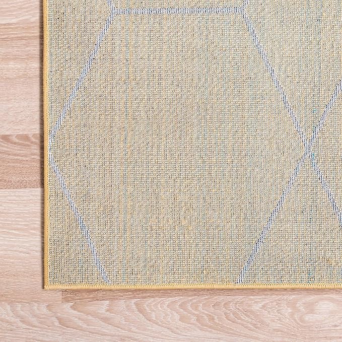 Unique Loom Trellis Frieze Collection Area Rug - Geometric (4' Square, Yellow/ Ivory)