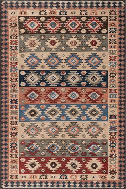 Dash & Albert Balsam Kilim Multi Machine Washable Rug, Runner-2.5 X 8 Feet, Red Geometric Pattern