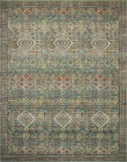 Loloi Magnolia Home by Joanna Gaines Sinclair Collection SIN-03 Turquoise/Multi 2'-3" x 11'-6", .25" Pile Height, Machine Washable, Runner Rug