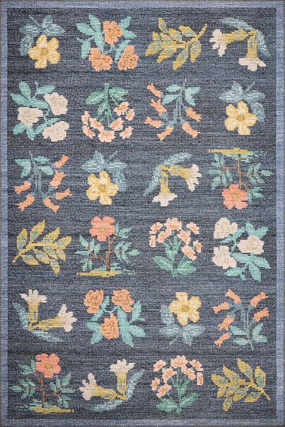 Loloi Rifle Paper Co. Rosa Collection RSA-03 Navy 2'-0" x 5'-0" Accent Rug