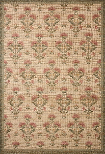 Loloi Chris Loves Julia Rue Collection RUE-01 Sage/Blush 2'-3" x 3'-9" Accent Rug Jute Neutral Floral Living Room Bedroom Rug