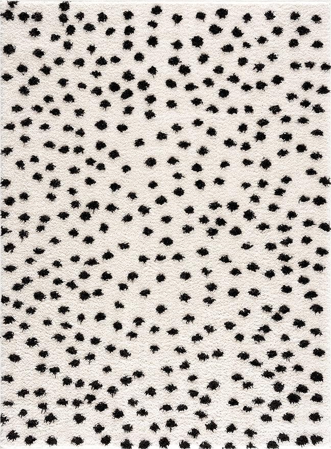 Hauteloom Cansu Living Room, Bedroom Area Rug - Plush Pile - Black - 6'7" x 9'